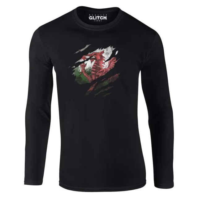 Torn Wales Flag Long Sleeve T-Shirt - country Welsh retro fashion sport pride