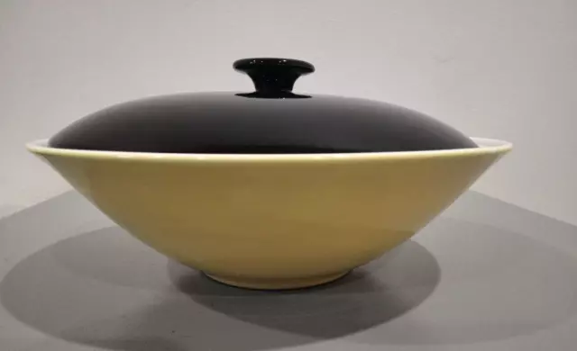 Retro stylish 1960's Yellow and Black lidded Serving dish tureen