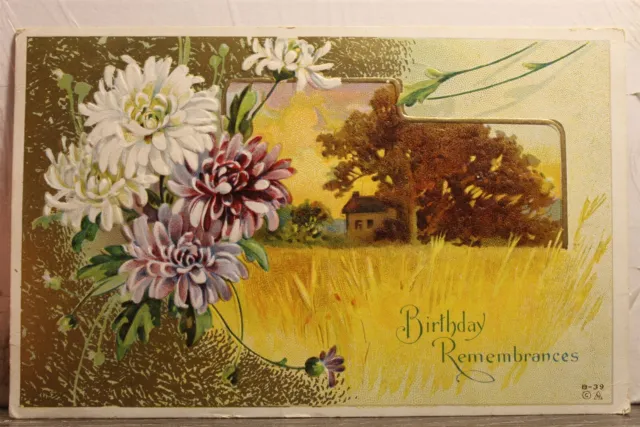 Greetings Birthday Remembrances Postcard Old Vintage Card View Standard Souvenir