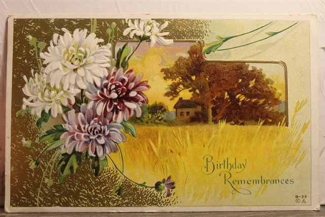 Greetings Birthday Remembrances Postcard Old Vintage Card View Standard Souvenir