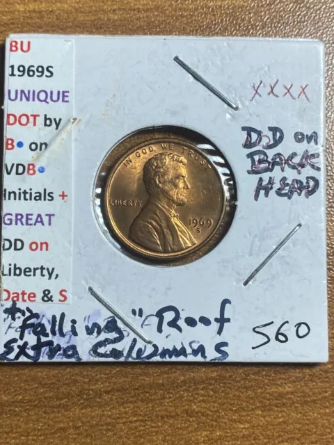 1969-S Lincoln Cent With GREAT Errors, these coins are in a BU condition #560