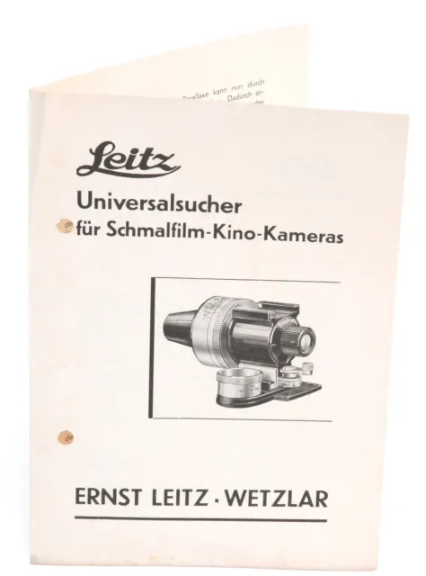 Vintage Instruction Sale Leaflet Leitz Universal Viewfinder 1933 List Photo...