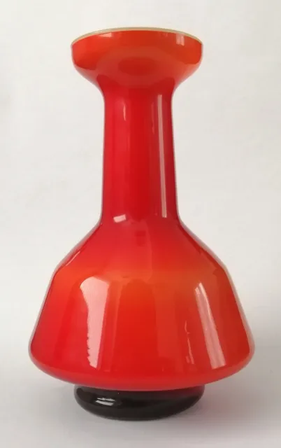 Empoli, Vintage ITALIAN Orange & White Cased Glass Vase - 23cm