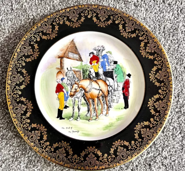 Vtg Retro England Horse Equestrian End Journey Gift Plate Regency Decor Hunting