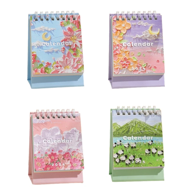 2024 SMALL DESK Calendar Oil Painting Desk Calendar Month to View