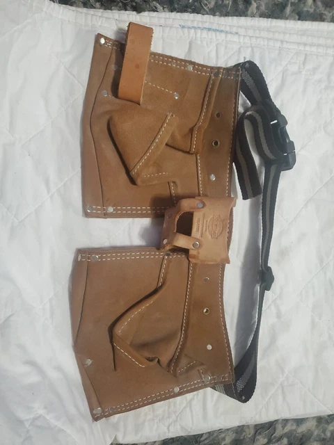 Vtg Nicholas Heavy Split Cowhide Handyman Leather Tool Belt 493X Pouch Carpenter