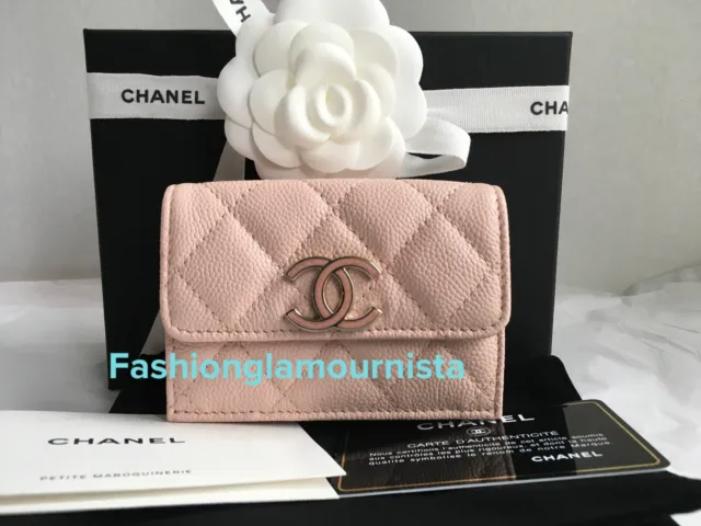AUTH BNIB CHANEL Pink Rose Clair Claire Small Trifold Wallet Card Holder  21C $1,275.00 - PicClick
