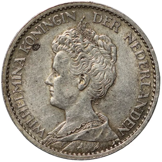 Netherlands 1910 1 Gulden KM# 148 Wilhelmina I World Silver Coin - Key Date 2
