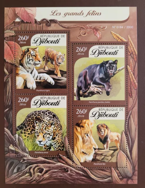 Djibouti 2016 / Fauna - Big Cats - tiger, lion, Javan leopard .../ 4v ms