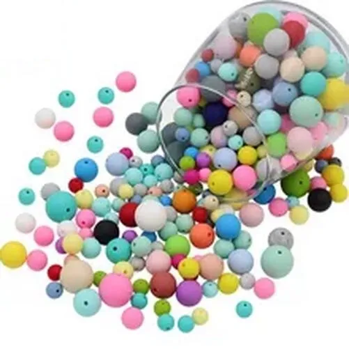 9-15mm Round Silicone Beads Colorful Spacer Bead Baby Soother Pacifier 100Pcs