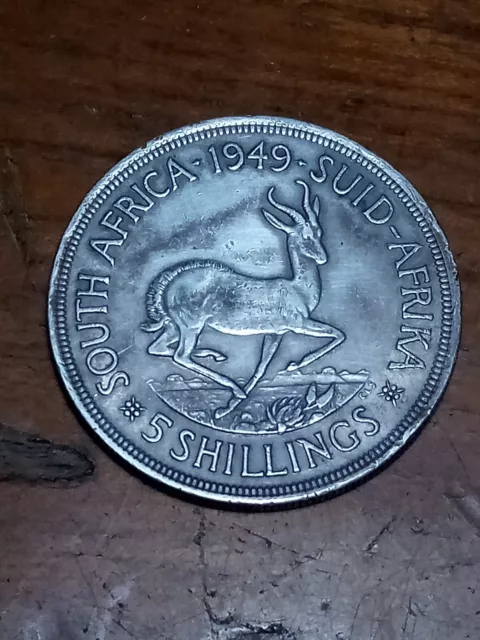 South Africa 1949 5 Shilling Silver Coin