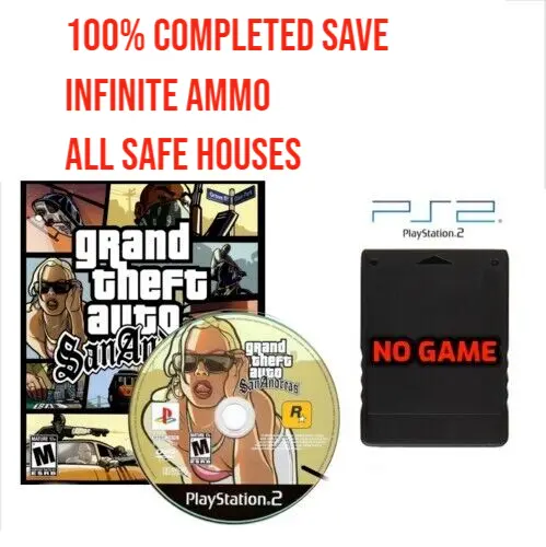 Grand Theft Auto San Andreas Unlocked PS2 Memory Card PlayStation 2 GTA Complete