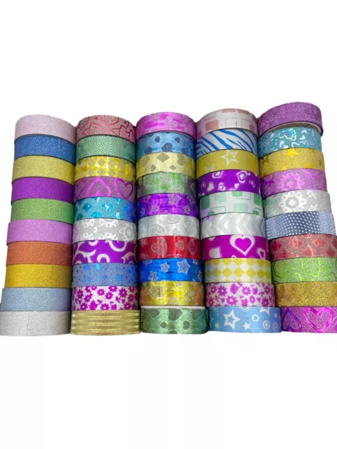 50 Rolls Multi Pack Glitter and Foil Washi Tape Set 15mm*3 Meters (0.59″ x 118"