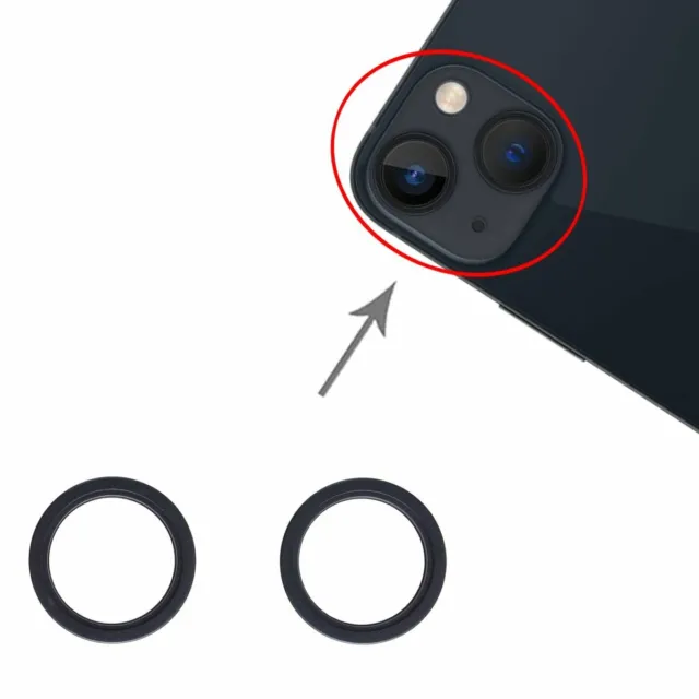 2 Stk Back Kamera Linsen Fassung Schutz für Apple iPhone 13 Mini Ersatz Schwarz