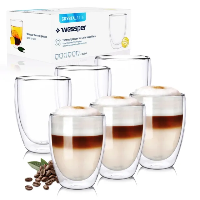 WESSPER 6X 450 ml doppi bicchieri termici per bevande calde Latte  Cappuccino tè EUR 25,99 - PicClick IT