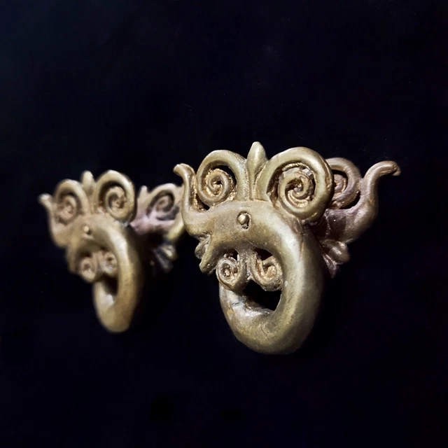 DAYAK EAR WEIGHTS Borneo Brass Earrings Ear Lobes Enlarger Bronze