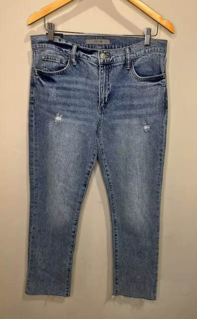 Joe's Lara Mid Rise Straight Ankle Jeans Size 30 Medium Wash Raw Hem NWT