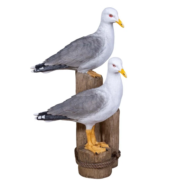 DEKO MÖWE DEKO Figur Möwen Paar auf Poller Maritime Dekoration Deko