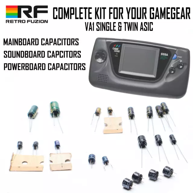 Sega Game Gear Capacitor Replacement Kit - Powerboard, Soundboard, Mainboard - 2