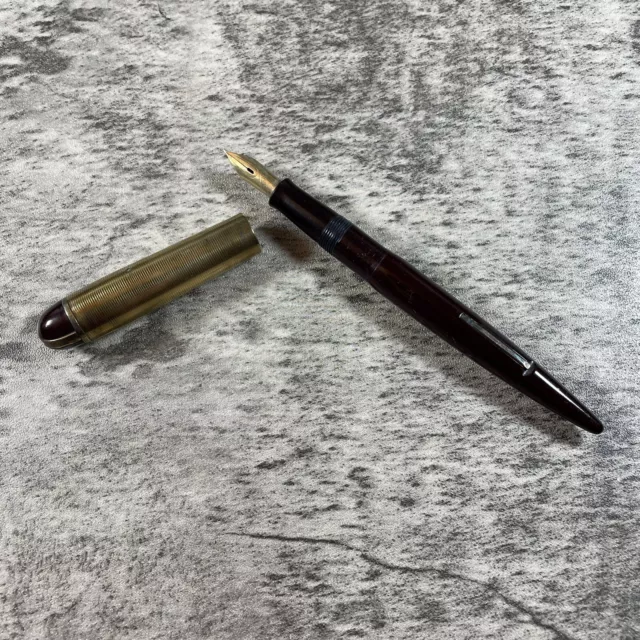 Antique Eversharp Skyline Burgundy Fountain Pen W/14K Gold Cap (Not Tested)