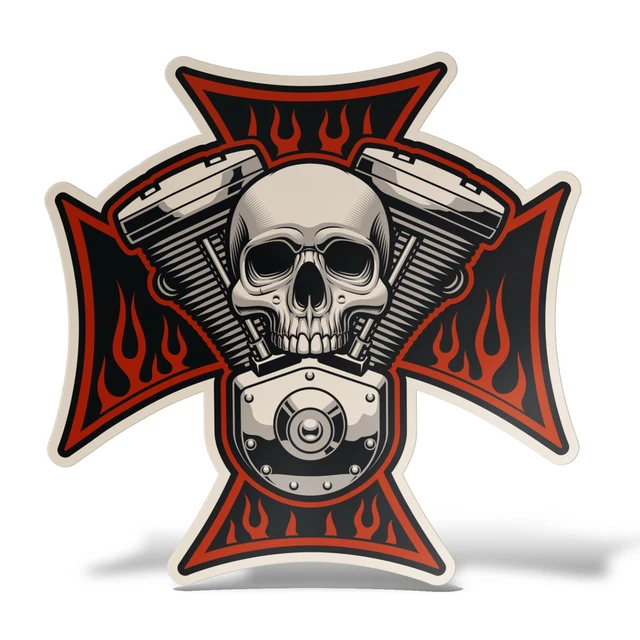 Adesivo Teschio Arancio FluO 12cm - Sticker Vinile Per Auto, Moto, Casco, Murale, Prespaziato - Foto 5