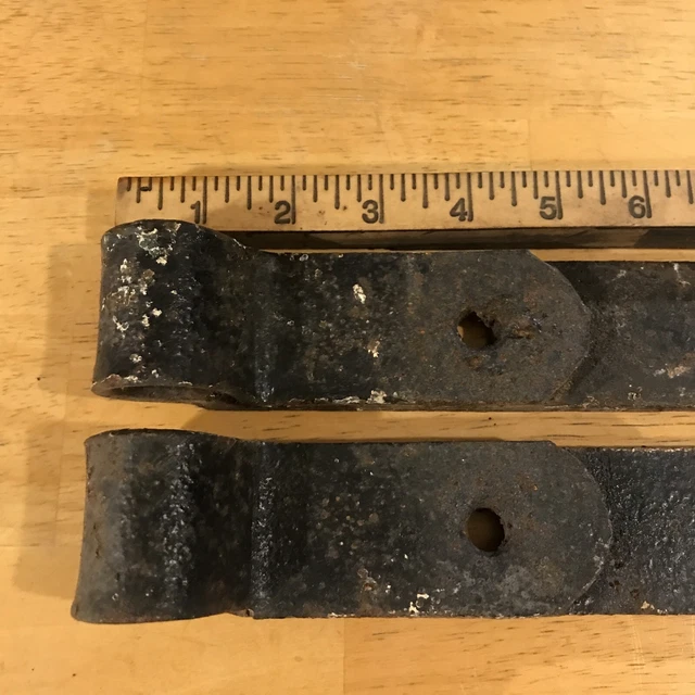 Antique Barn Strap Hinges Hand Hammered Wrought Iron  Approx. 22” - 23” Lot Of 2 3