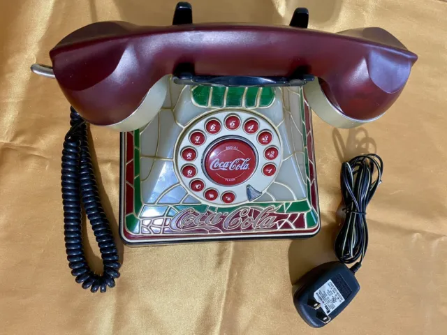 Coca Cola Light Up Push Button Stained Glass Telephone (2001)