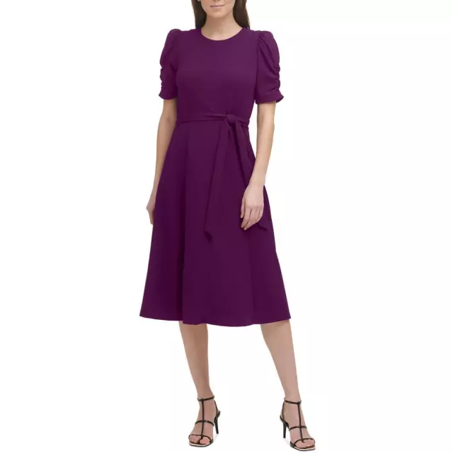 DKNY Womens Purple Ruched Midi Casual Midi Dress 14 BHFO 6587