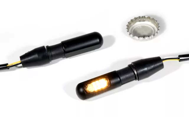 Mini-Blinker Tagfahrlicht Positionslicht LED Set schwarz getönt Alu ECE Motorrad 2