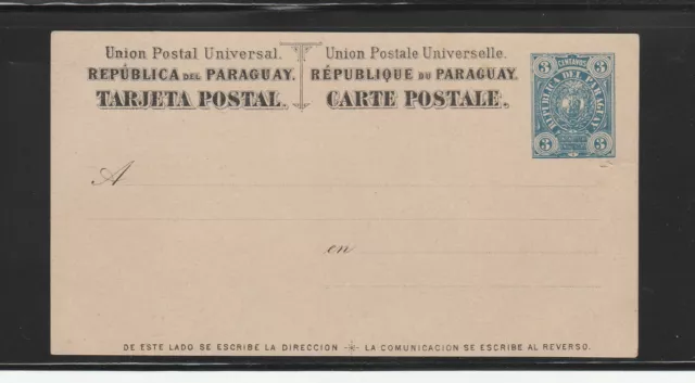 entier postal  carte  Paraguay  3 centavos  bleu  neuf