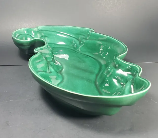 Vintage 1950's Claire Lerner Pottery Console Bowl Green  Mid Century Modern 3