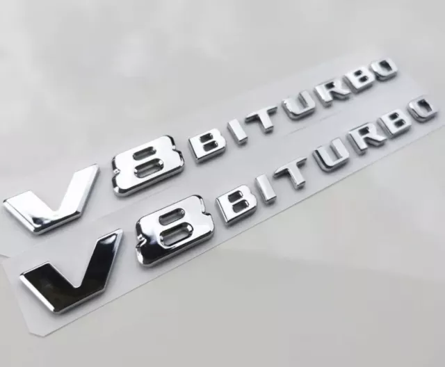 MAVURA Aufkleber LABEL-X V8 Biturbo Schriftzug 3D Emblem Chrom Logo, G63  S63 SL63 CL63 C63 CLS63 AMG Mercedes