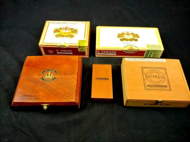 Lot of 10 Empty Wooden Cigar Boxes