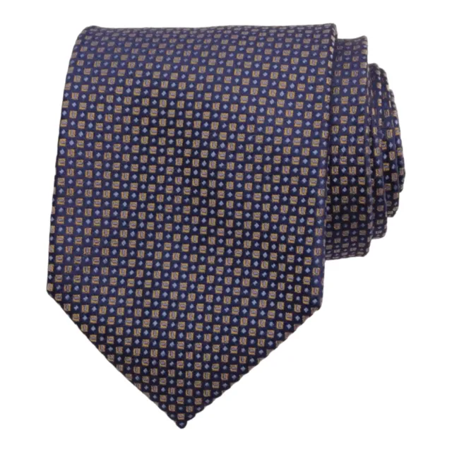 NEW Jos A Bank SIGNATURE Designer Tie Mens 100 Silk Blue Brown Geometric Necktie
