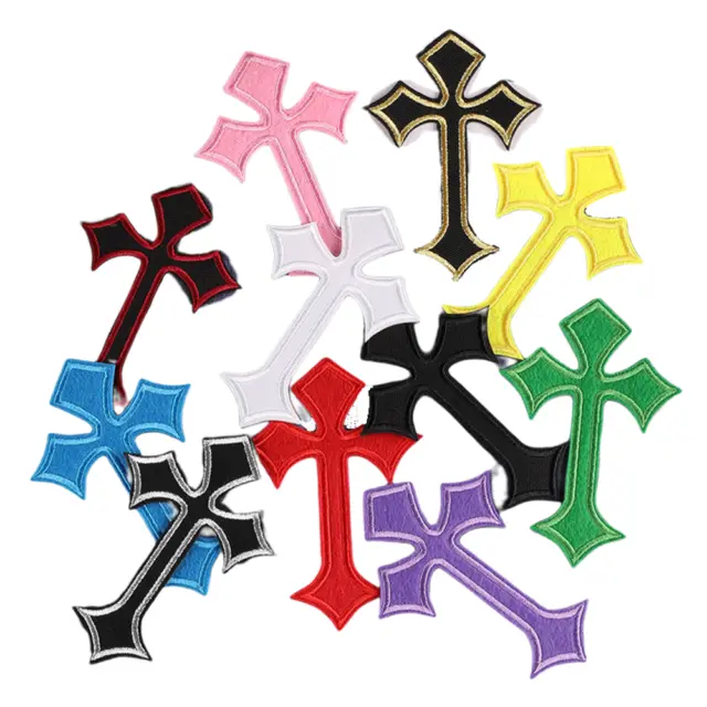 11 PCS Patch Colorful Cross Embroidered Patches Iron on sew on Clothing Applique