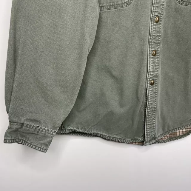 CARHARTT SHIRT JACKET Mens Medium Green Flannel Lined Snap Front ...