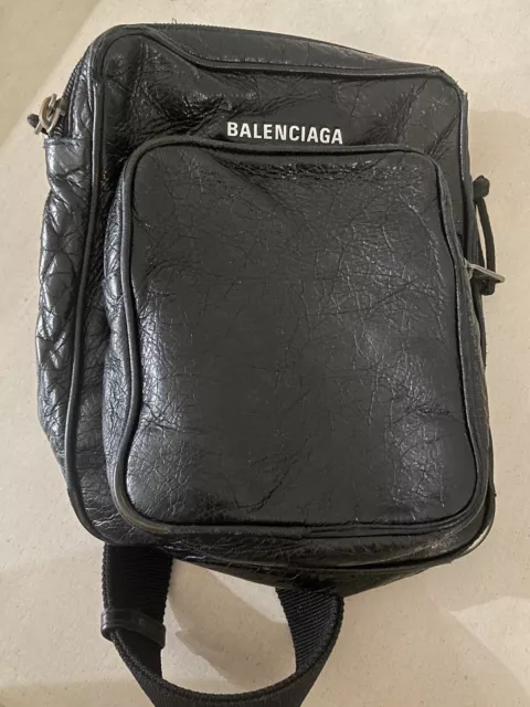 BALENCIAGA Crossbody Messenger Bag in Black Retail Price $900