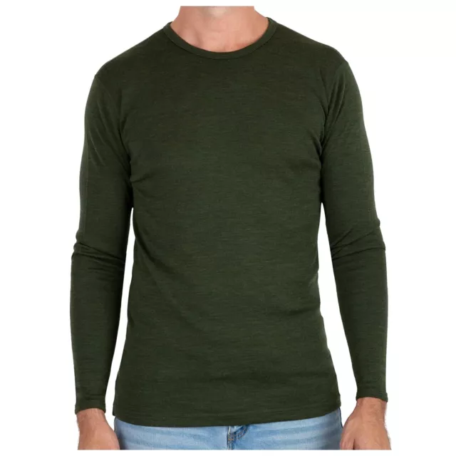 Meriwool Mens Base Layer - 100% Merino Wool Midweight Long Sleeve Thermal Shirt