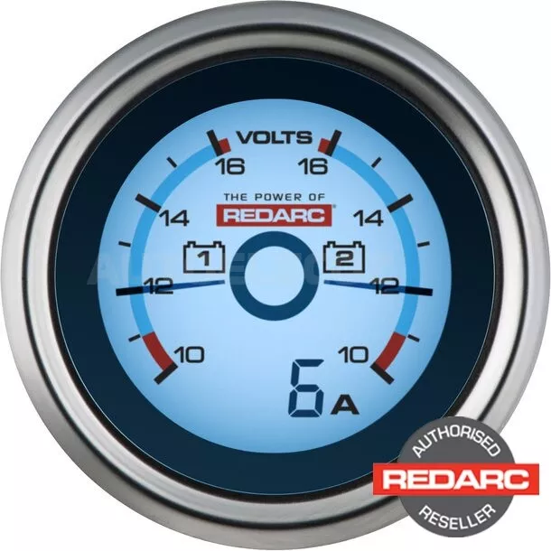 Redarc Dual Voltage 52Mm Gauge With Optional Current Display G52-Vva