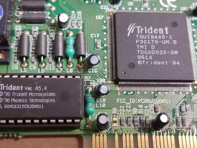 Trident TGUI 9440 PCI 1MB VGA Video Card for DOS Retro Gaming used working #R35 2