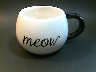 World Market Meow Coffee Mug White Siamese Kitty Cat Lovers Coffee Cup
