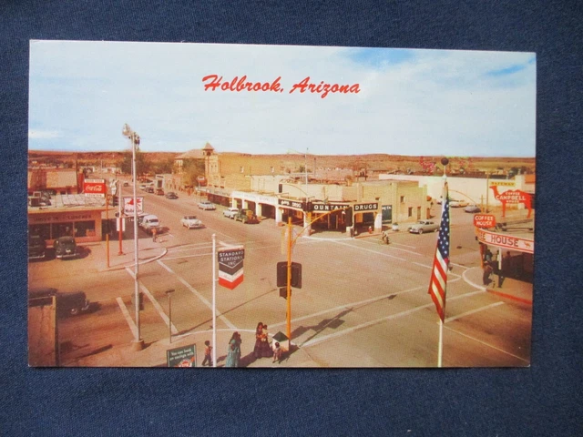 1950s Holbrook Arizona Street Scene Route 66 Postcard