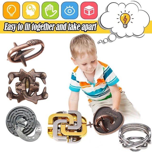 Adults Metal Cast Puzzle Retro Lock Key IQ Mind Brain Teaser Game Toy For Kid-US