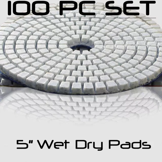 Diamond Polishing Pads 5 Inch Wet Dry Set For Granite Concrete Marble 100 Piece