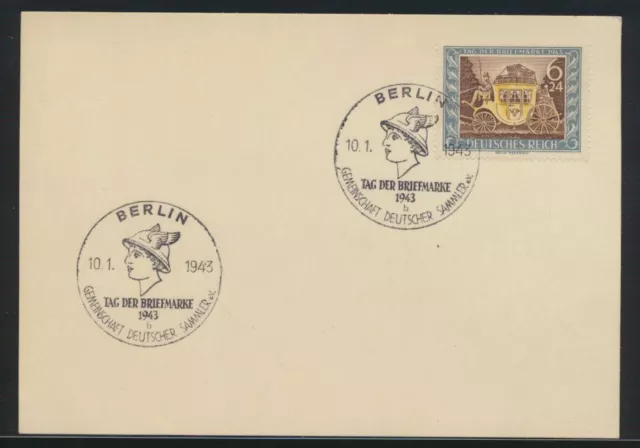 Deutsches Reich Brief Karte 828 Berlin Tag der Briefmarke als FDC Philatelie