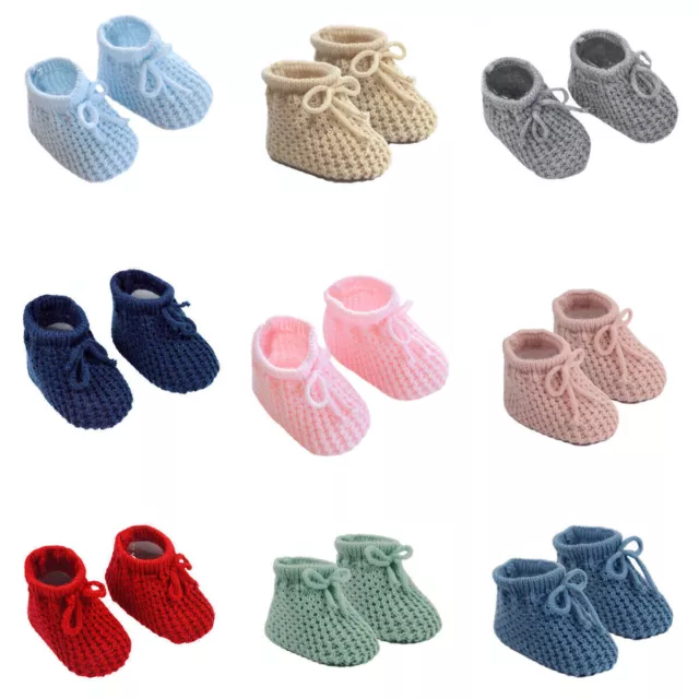 Newborn Baby Spanish Style Knitted Booties Bootees Lace Boy Girl 0-3 Months