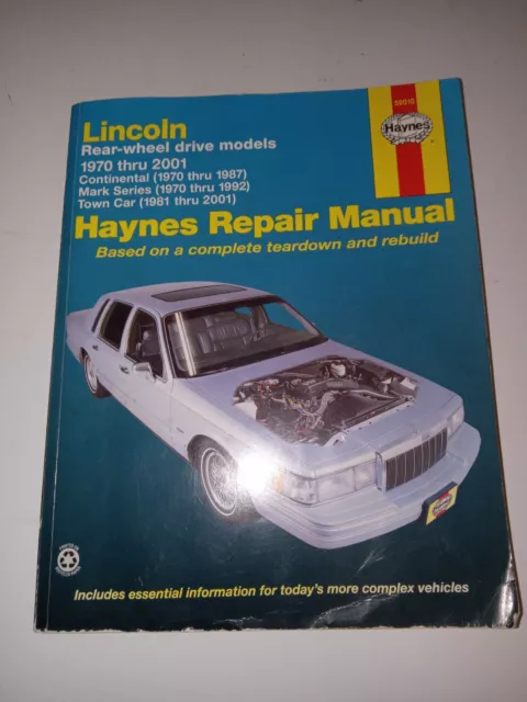 Haynes Repair Manual 59010 Lincoln Rear Wheel Drive Models 1970-2001 Continental