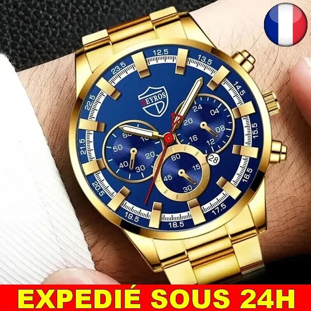 Montre Deyros Pour Homme - Bracelet Acier Inoxydable - Mouvement Quartz - Idée Cadeau élégante