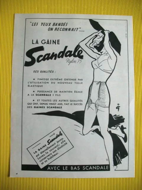 Publicite De Presse Scandale Gaine Nylon 75 Illustration Gruau French Ad 1952