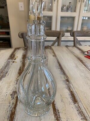Vintage French 4 Compartment Blown Glass Liquor Bottle Decanter WITH STOPPERS